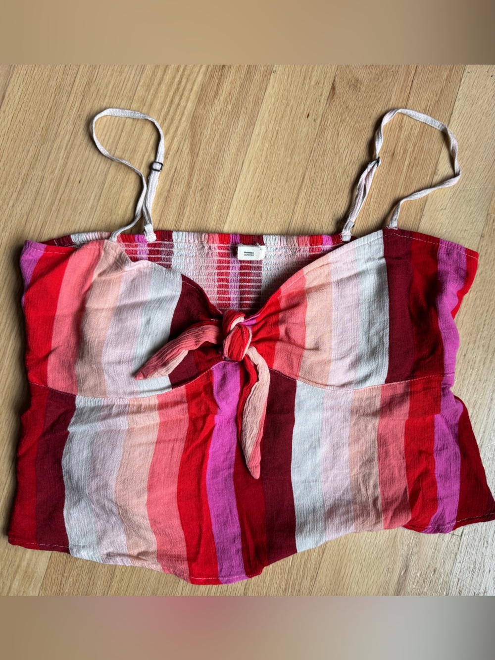 Striped Billabong Tie-Front Women’s Cami Top - Pink & Red